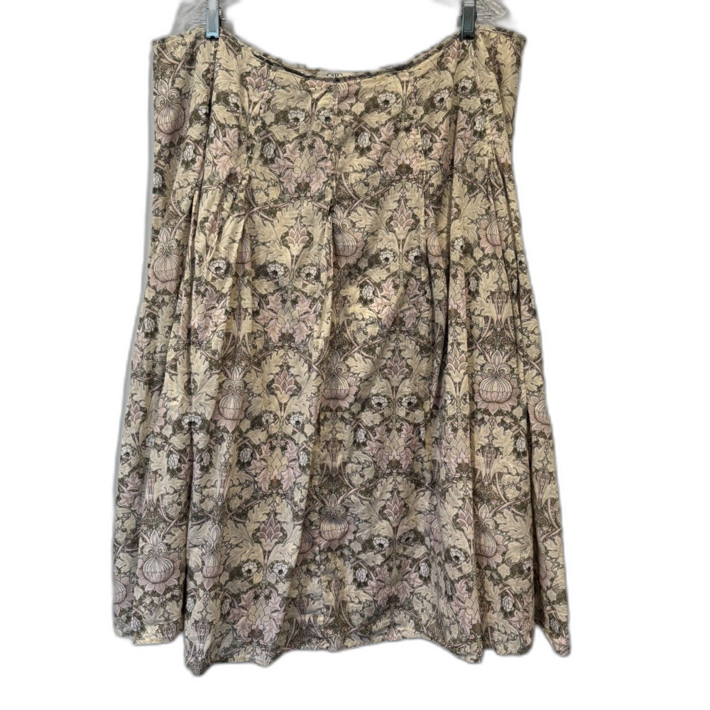 Cato Midi Skirt Floral 100% Cotton Botanical Cottagecore Pleated Artsy Women 22W